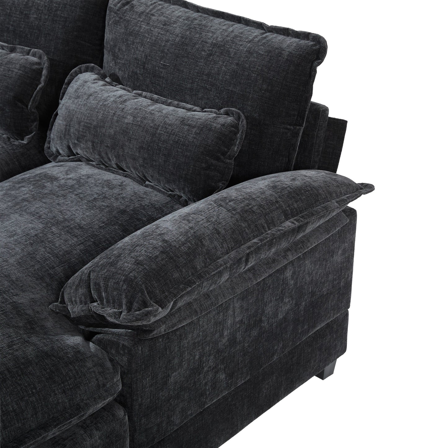 Modular U-Shaped Sectional Sofa With Waist Pillows,6 Seat Upholstered Symmetrical,Chenille Cloud Couch Set With Chaise Lounge