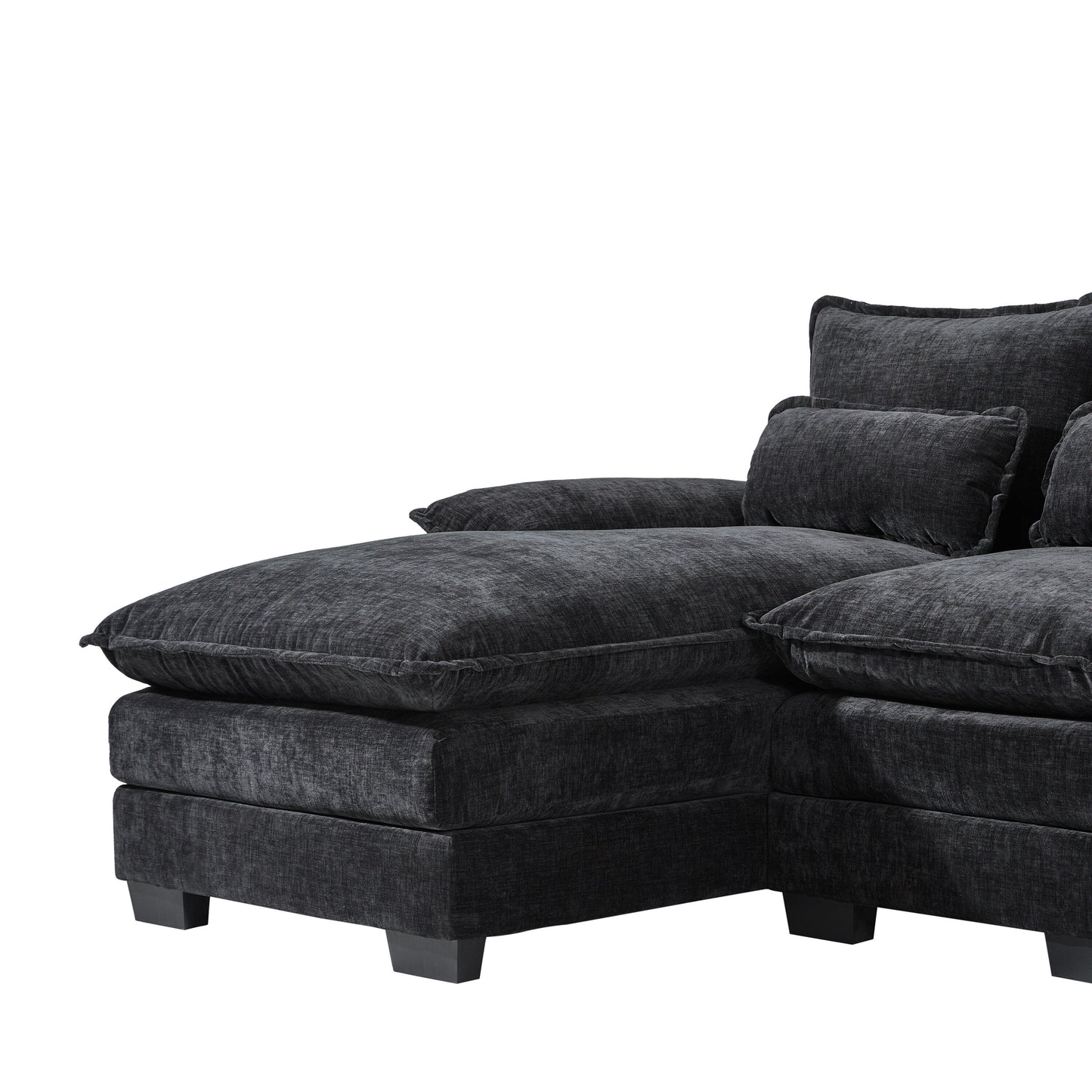 Modular U-Shaped Sectional Sofa With Waist Pillows,6 Seat Upholstered Symmetrical,Chenille Cloud Couch Set With Chaise Lounge