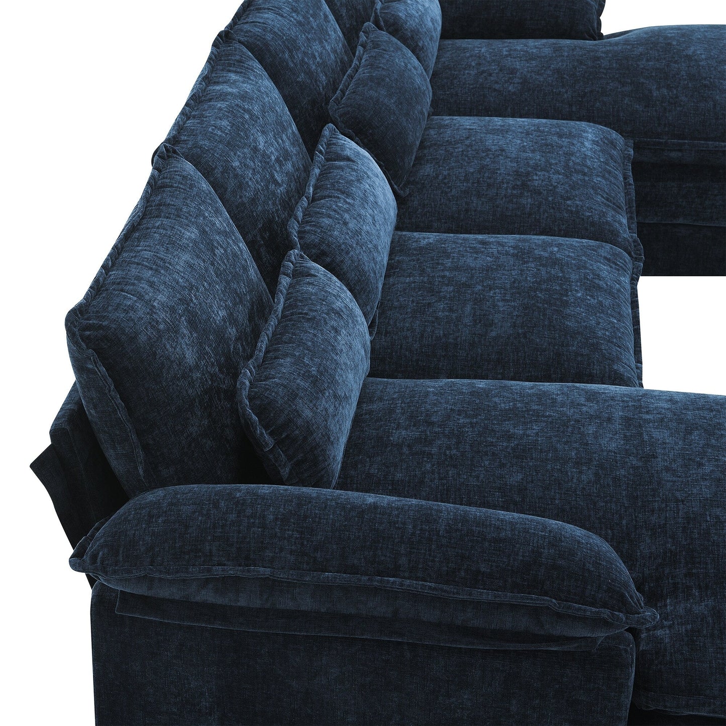 Modular U-Shaped Sectional Sofa With Waist Pillows,6 Seat Upholstered Symmetrical,Chenille Cloud Couch Set With Chaise Lounge