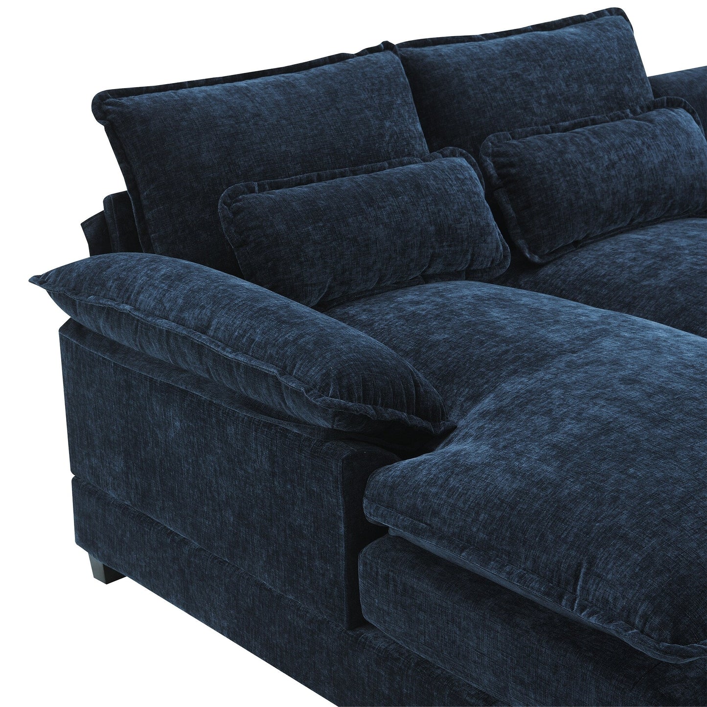 Modular U-Shaped Sectional Sofa With Waist Pillows,6 Seat Upholstered Symmetrical,Chenille Cloud Couch Set With Chaise Lounge