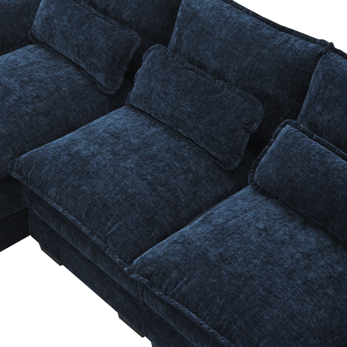 Modular U-Shaped Sectional Sofa With Waist Pillows,6 Seat Upholstered Symmetrical,Chenille Cloud Couch Set With Chaise Lounge