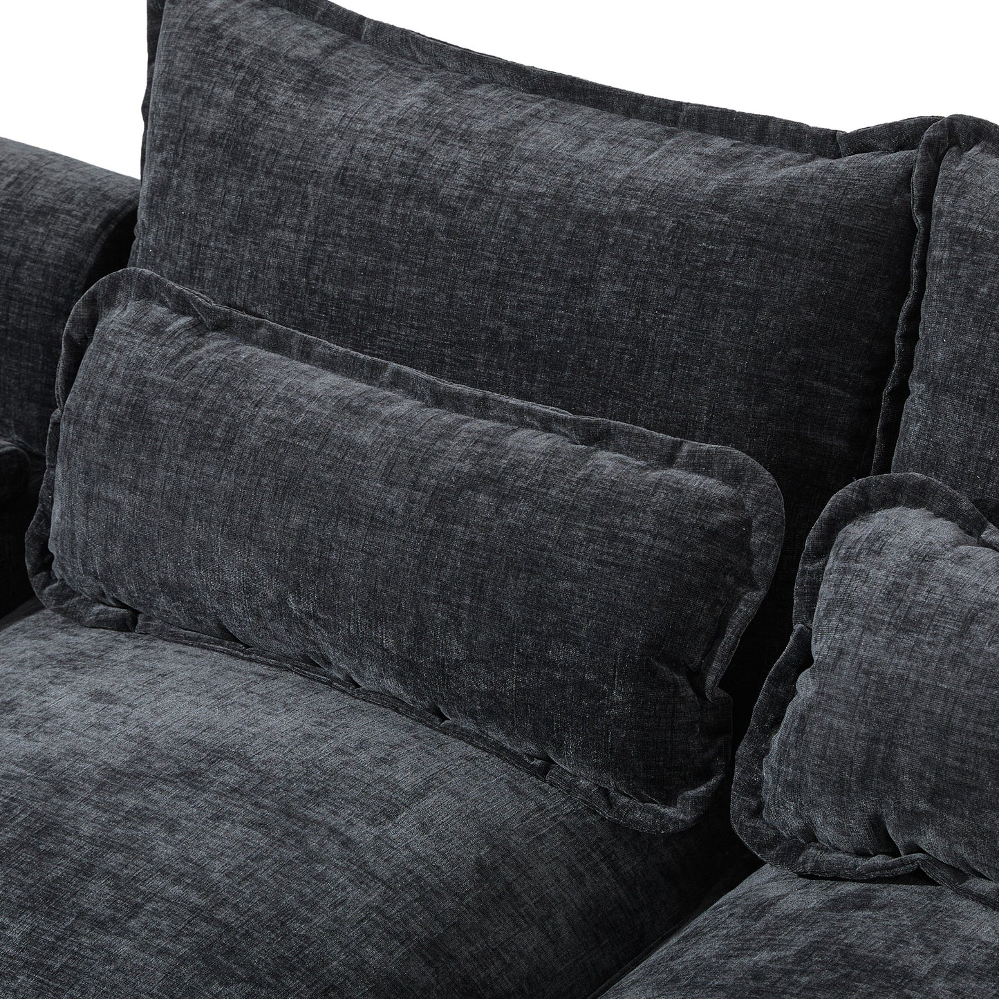 Modular U-Shaped Sectional Sofa With Waist Pillows,6 Seat Upholstered Symmetrical,Chenille Cloud Couch Set With Chaise Lounge