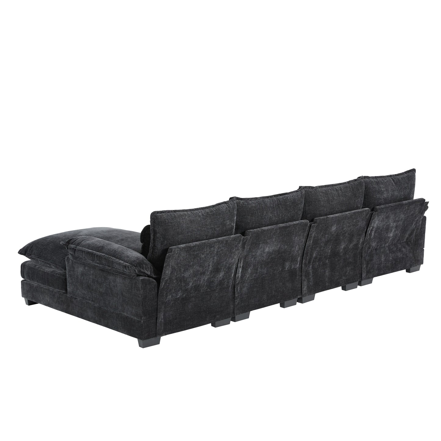 Modular U-Shaped Sectional Sofa With Waist Pillows,6 Seat Upholstered Symmetrical,Chenille Cloud Couch Set With Chaise Lounge