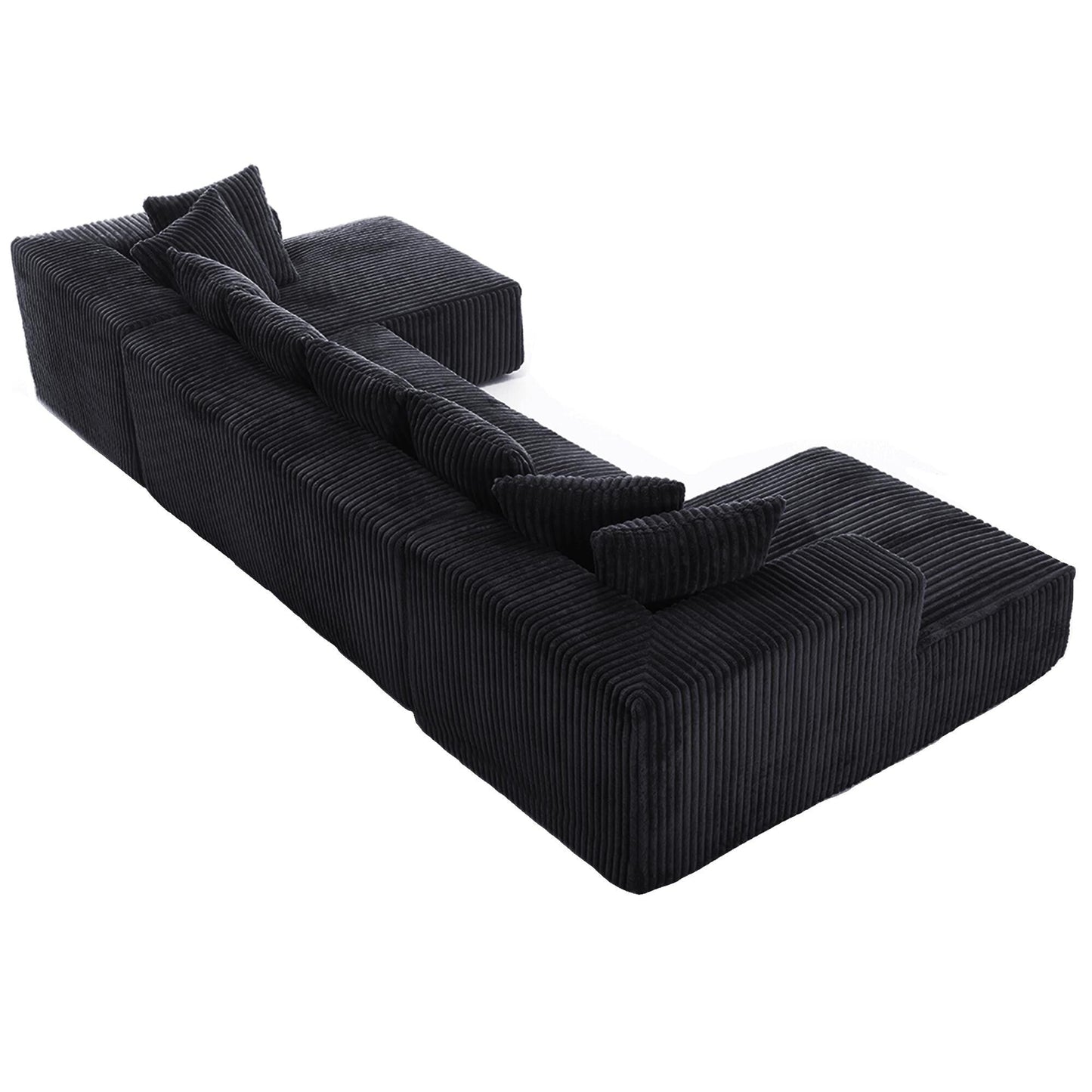 Modular U-Shaped Striped Corduroy 4-Seater Sectional Sofa with 2 Chaises and Loveseat for Living Room Bedroom