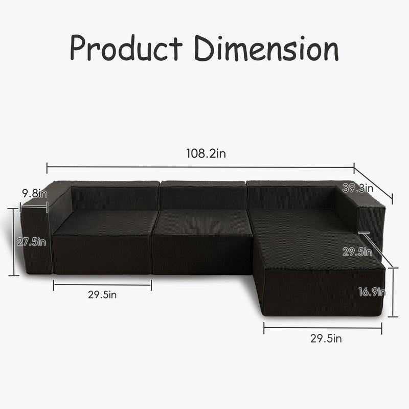 Module Corduroy Compression with Ottoman Sofas