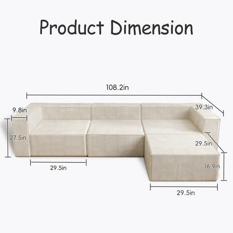 Module Corduroy Compression with Ottoman Sofas