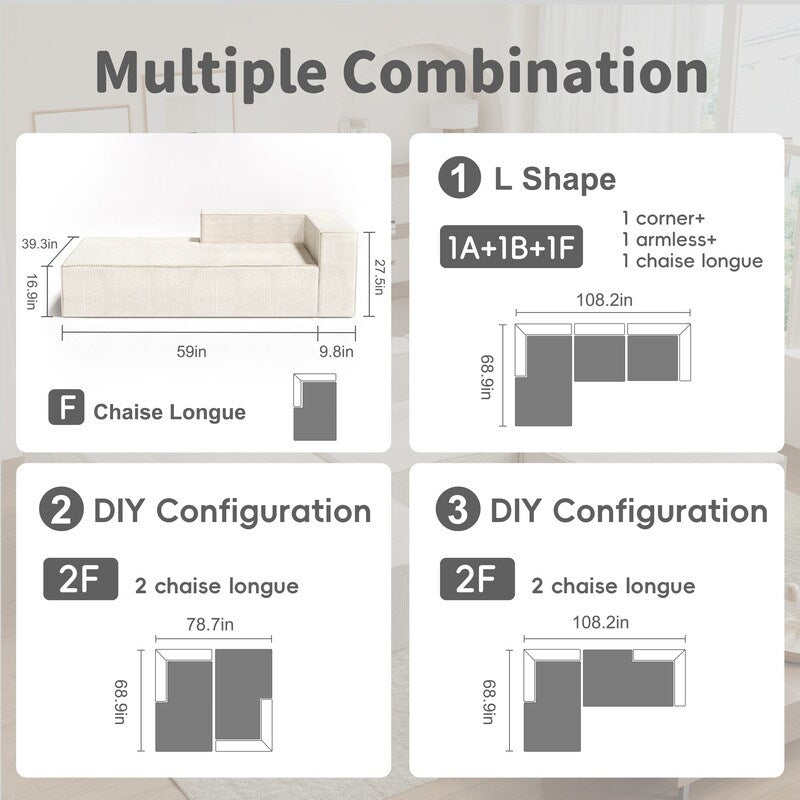 Module Corduroy Luxury Compression Sofas