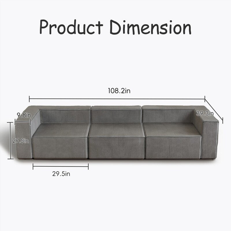 Module Corduroy Three Seater Compression Sofas
