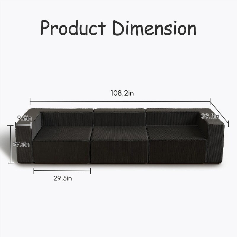 Module Corduroy Three Seater Compression Sofas