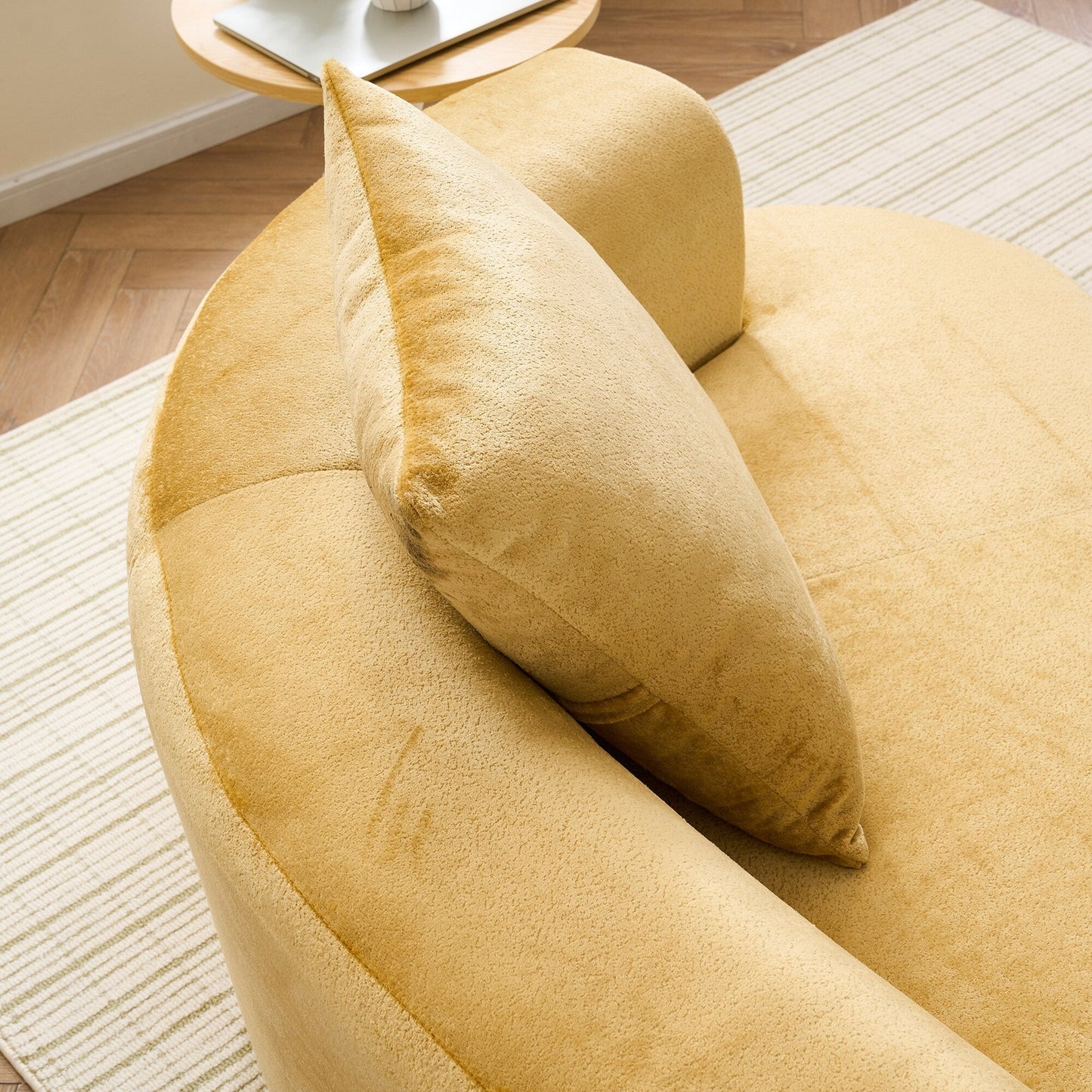 Moon shaped sofa, modern sleeper cat waist sofa with deep seat, non assembly sponge compression sofa
