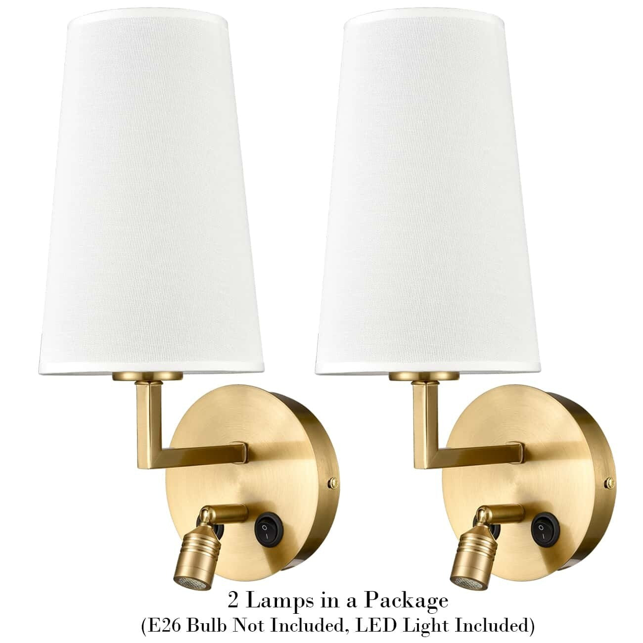 Morbihan Wandleuchte 2er Set Wandlampe aus Stoff mit USB-Anschluss und Schalter