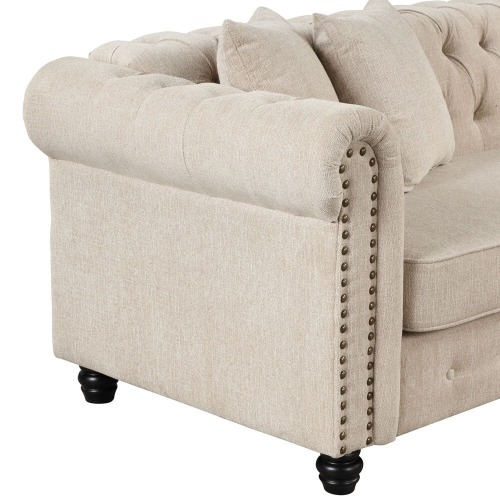 Morden Fort Chesterfield Sofa Living Room Furniture Couches Linen