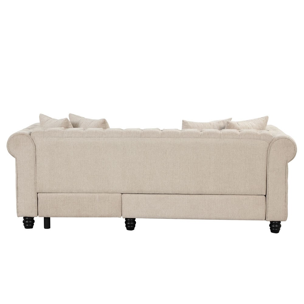 Morden Fort Chesterfield Sofa Living Room Furniture Couches Linen
