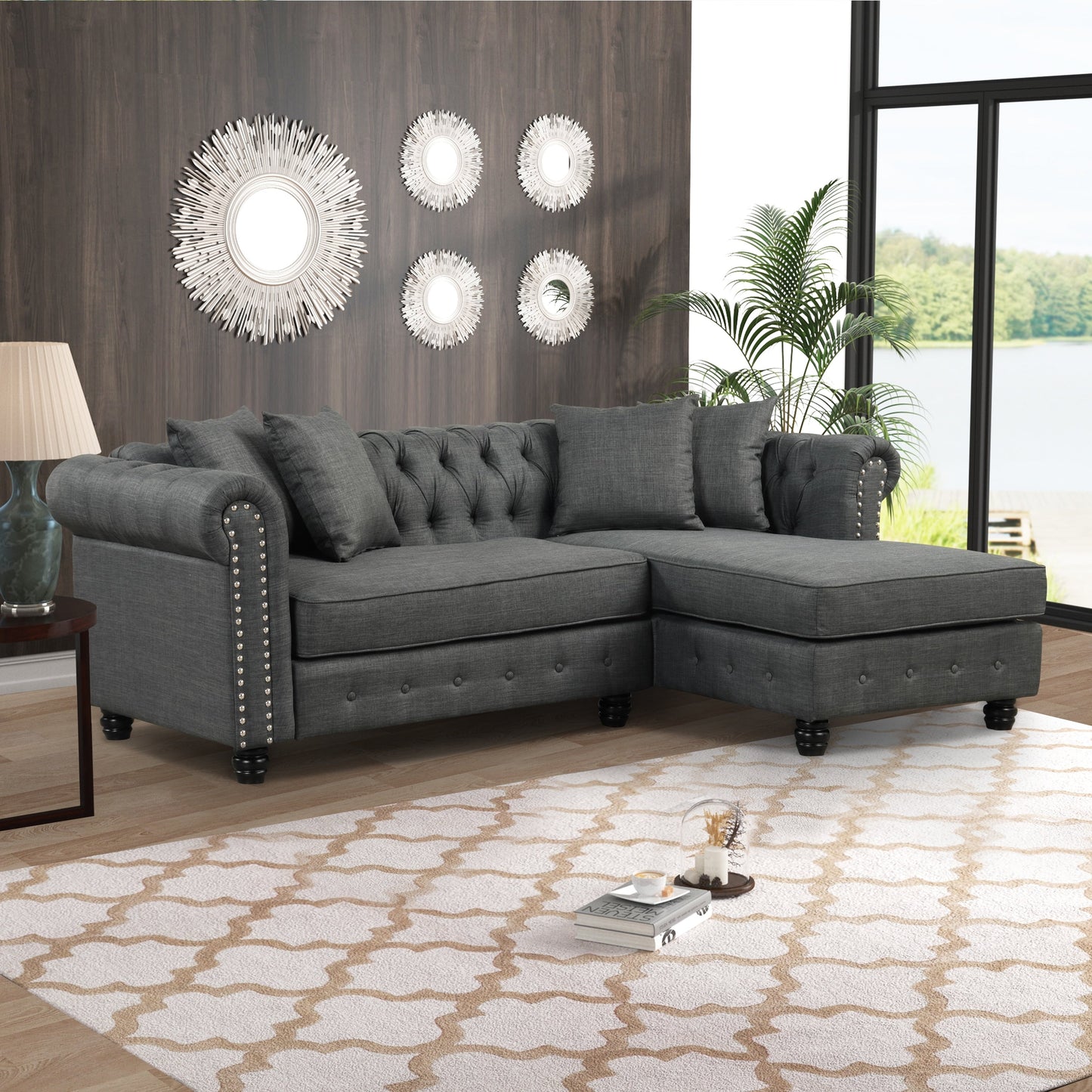 Morden Fort Chesterfield Sofa Living Room Furniture Couches Linen