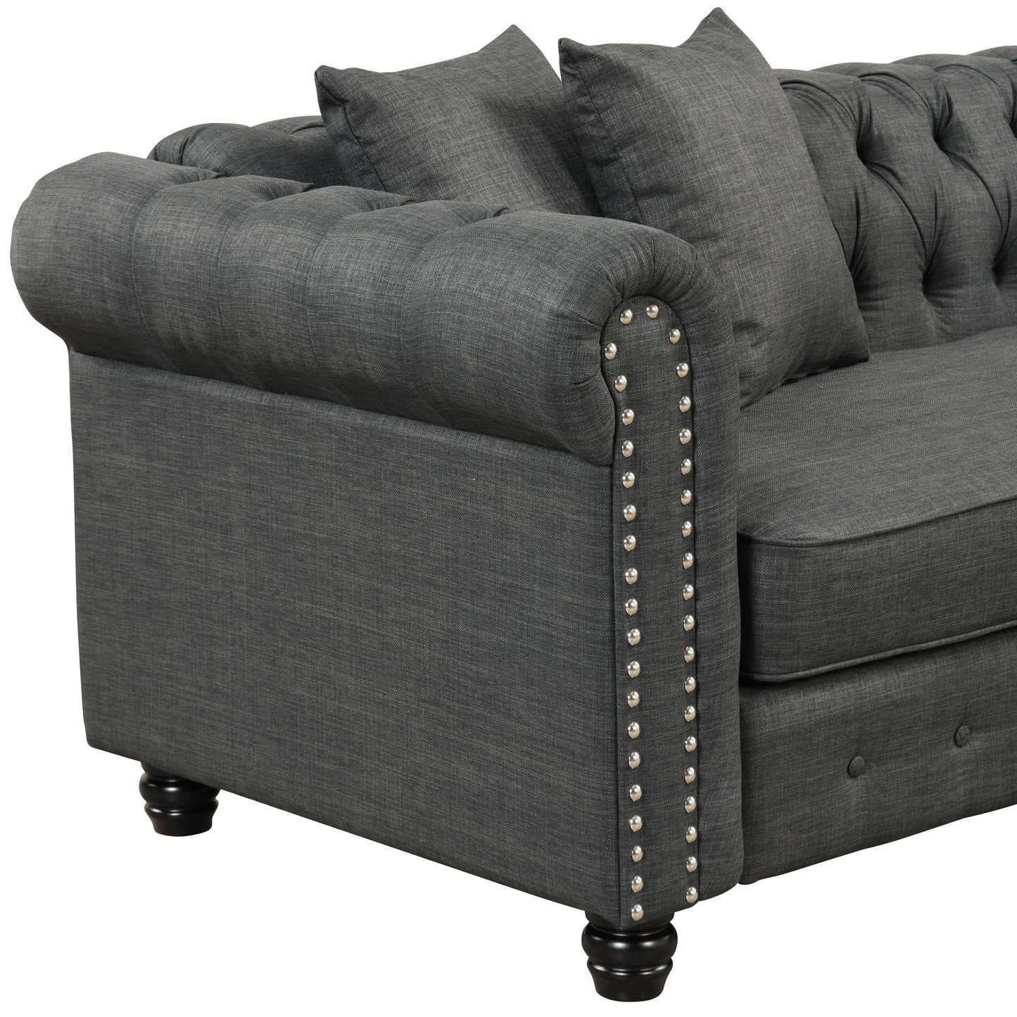 Morden Fort Chesterfield Sofa Living Room Furniture Couches Linen
