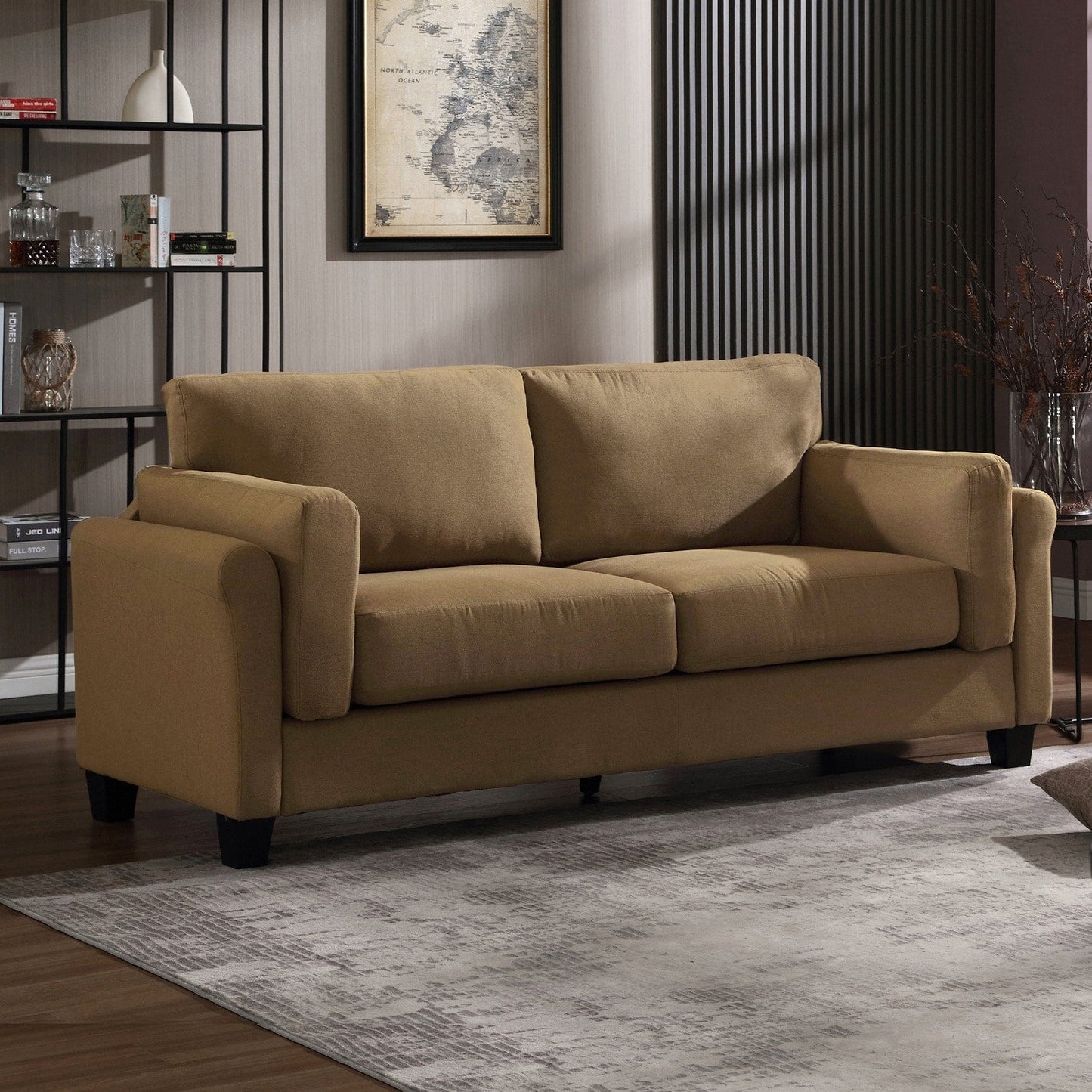 Morden Fort Modern Double Arm Sofa,Deep Seat Couch,Pillowed Back Cushions,Durable Upholstered Fabric