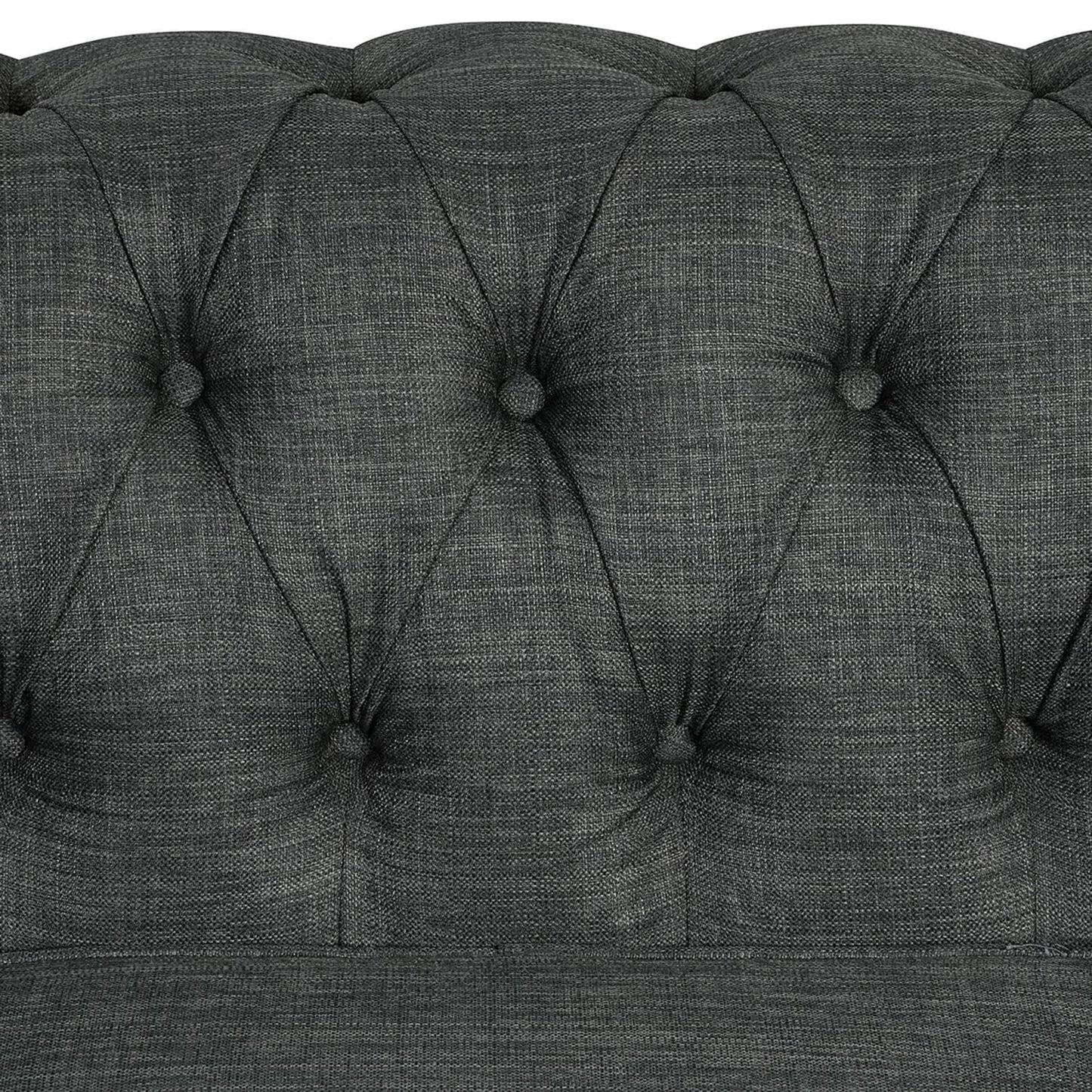 Morden Fort Linen Chesterfield Sofa with Button Tufted, Nailhead and Solid Wood Legs for Living Room