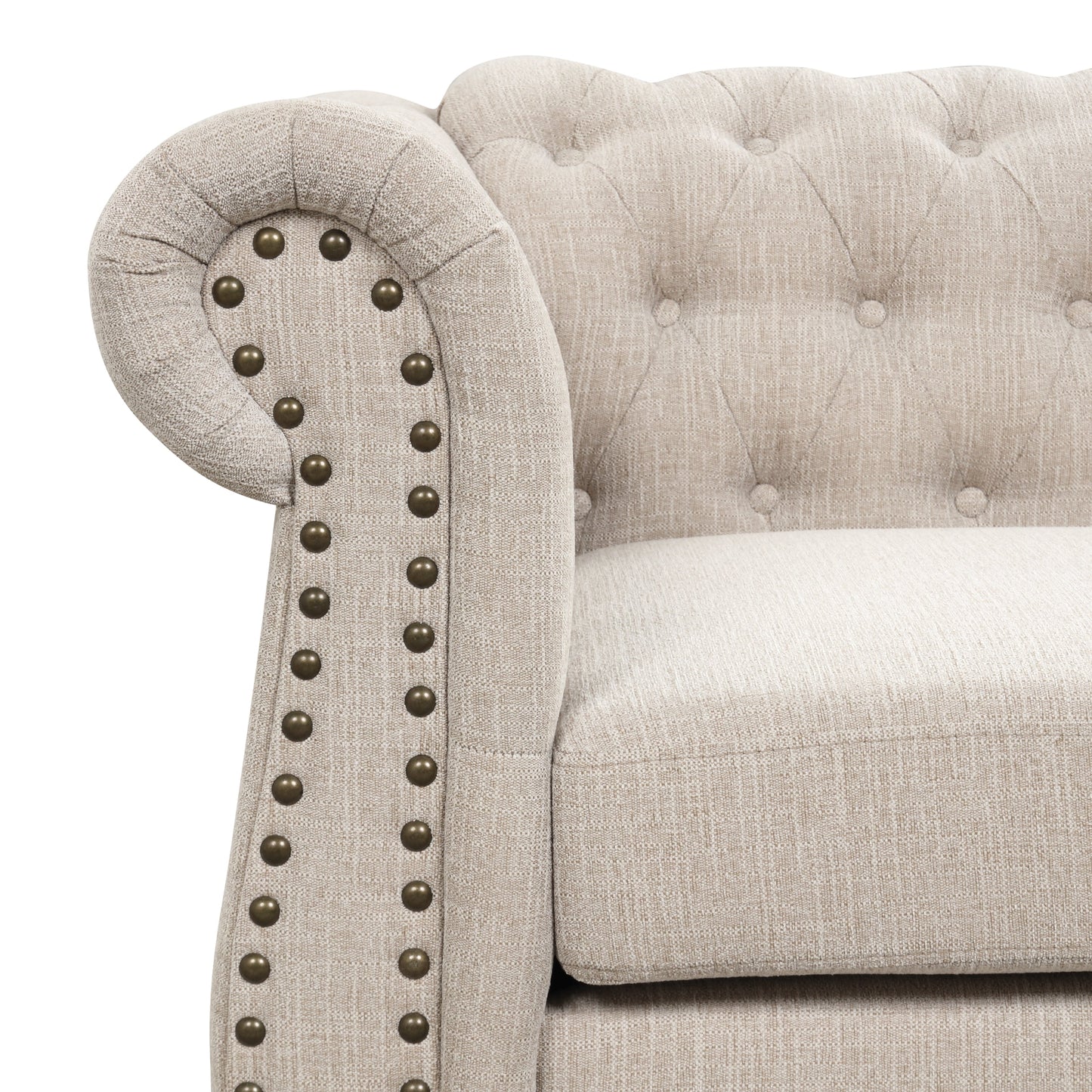 Morden Fort Chesterfield Tufted Velvet Sofa | Rolled Arm 3-Seater Couch