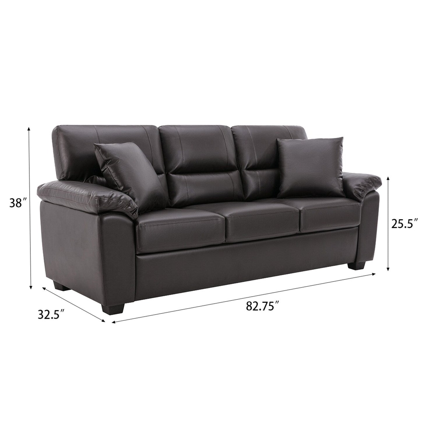 Morden Fort Upholstered Sofa for Living Room,Three-Seater Couch Faux Leather