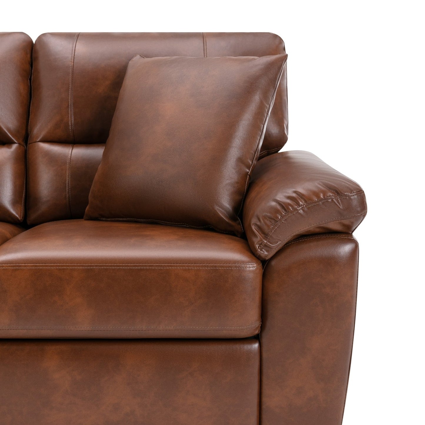 Morden Fort Upholstered Sofa for Living Room,Three-Seater Couch Faux Leather