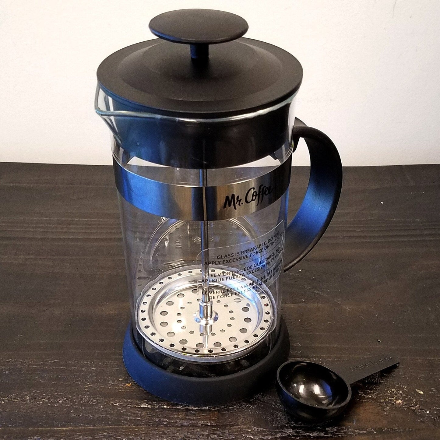 Mr. Coffee Cafe Oasis French-Press-Kaffeemaschine mit 32-Unzen-Quart-Glasgehäuse