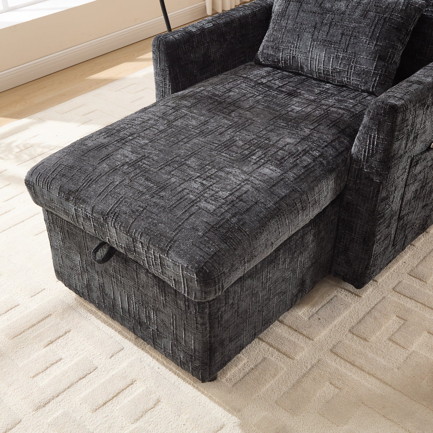 Multifunctional Lazy Person Sofa Recliner Can Be Stored Storage Backrest With Cell Phone Bracket Chenille Single Leisure Chair