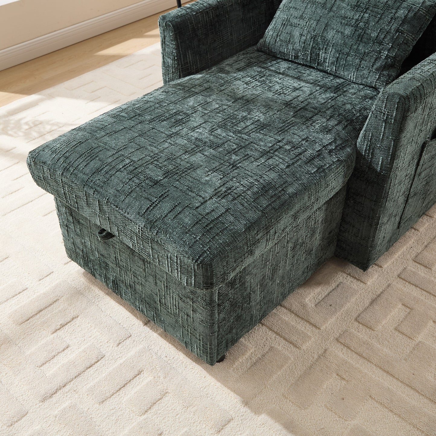 Multifunctional Lazy Person Sofa Recliner Can Be Stored Storage Backrest With Cell Phone Bracket Chenille Single Leisure Chair