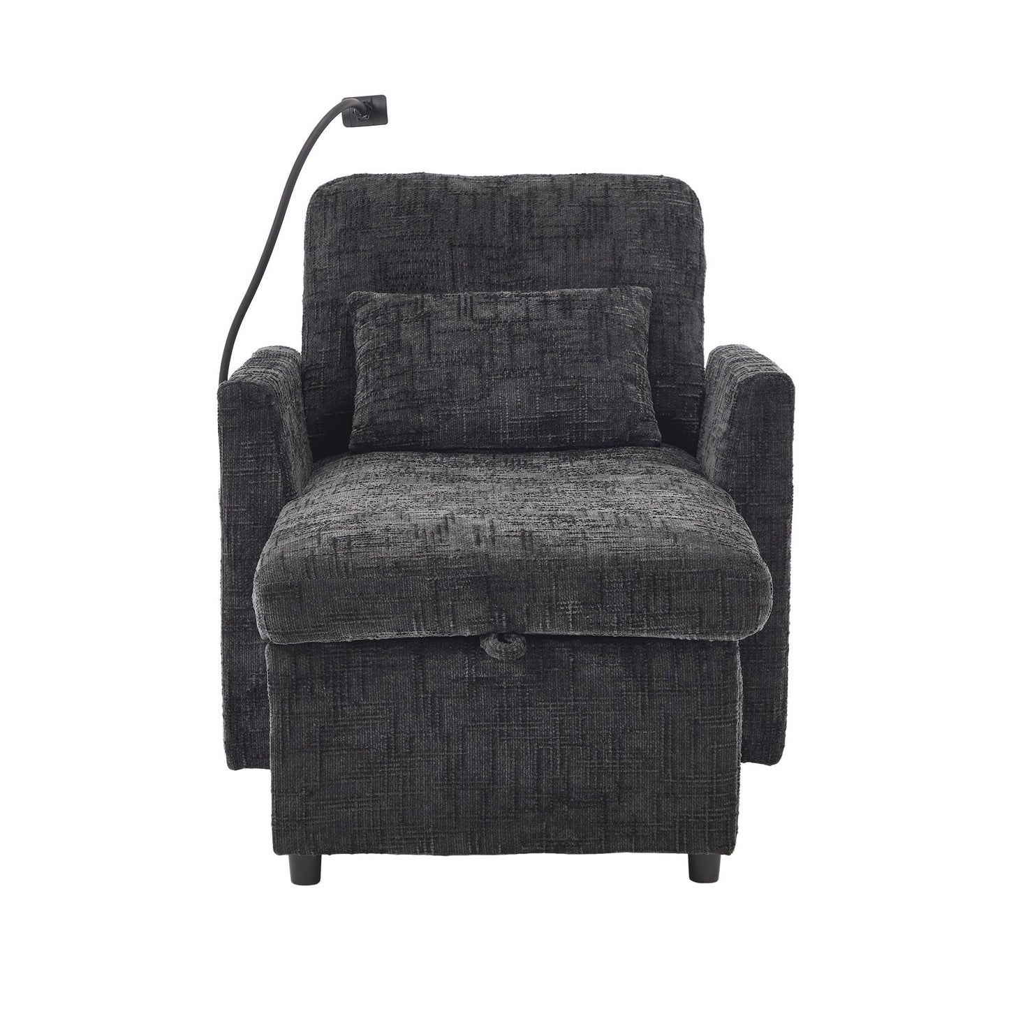 Multifunctional Lazy Person Sofa Recliner Can Be Stored Storage Backrest With Cell Phone Bracket Chenille Single Leisure Chair