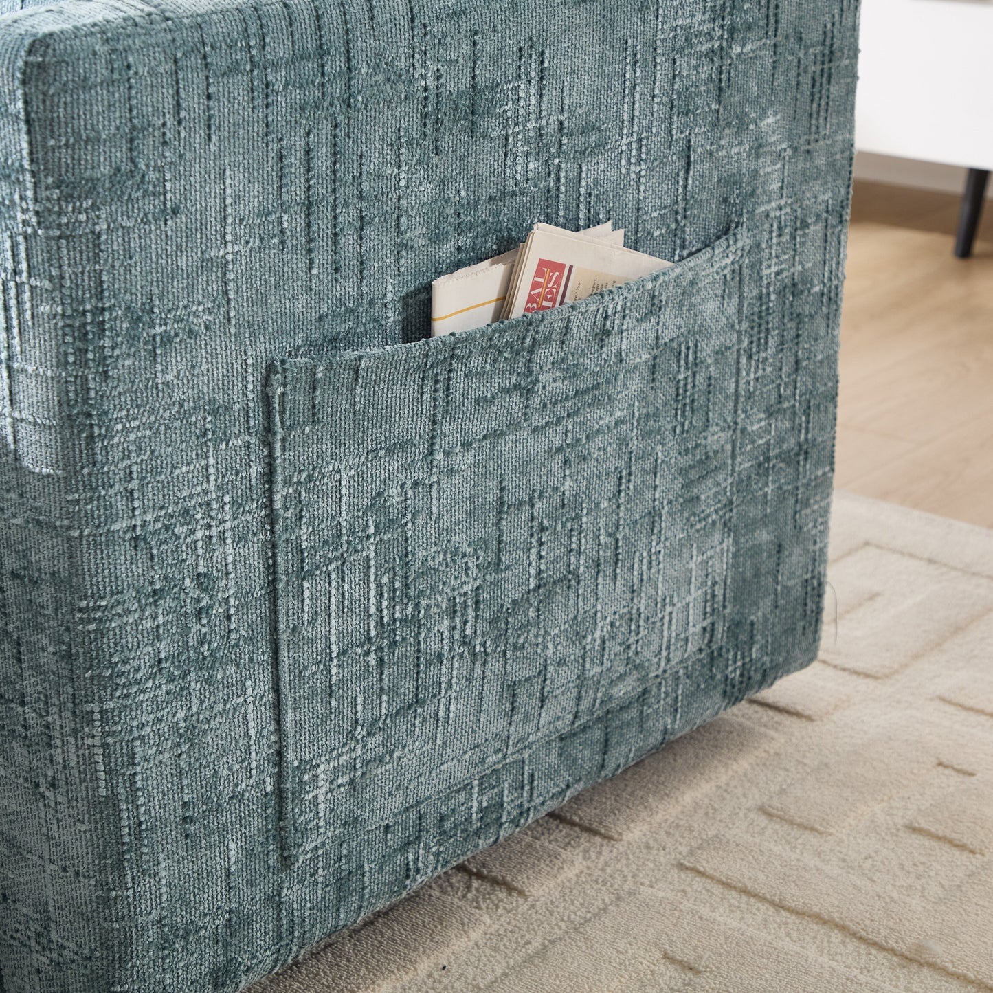 Multifunctional Lazy Person Sofa Recliner Can Be Stored Storage Backrest With Cell Phone Bracket Chenille Single Leisure Chair