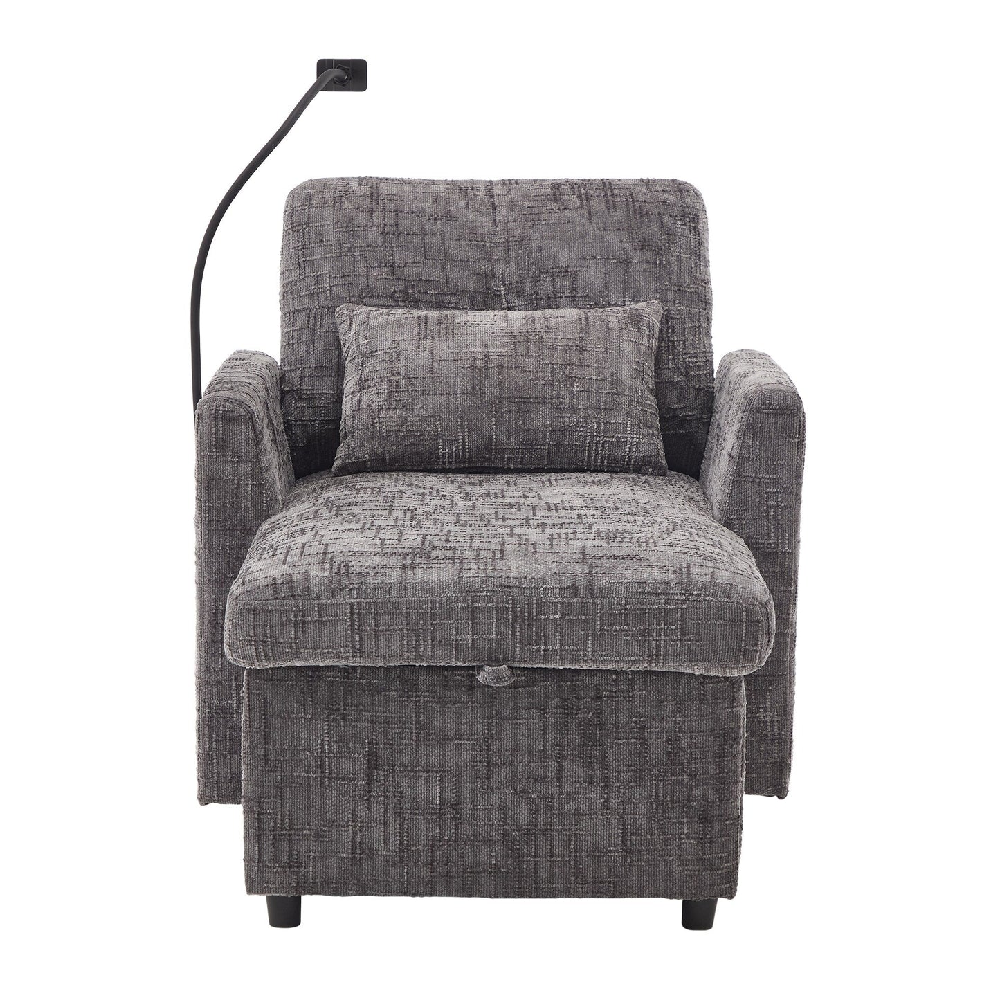 Multifunctional Lazy Person Sofa Recliner Can Be Stored Storage Backrest With Cell Phone Bracket Chenille Single Leisure Chair