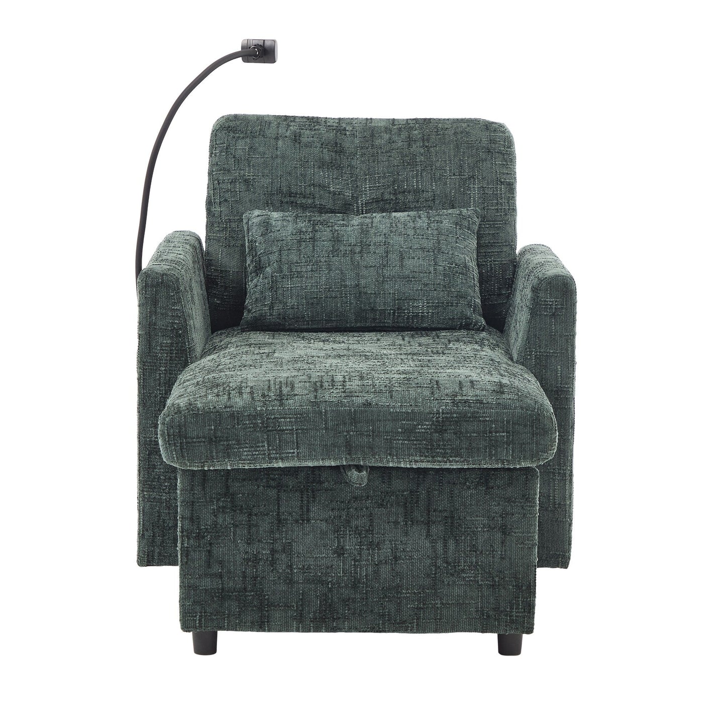 Multifunctional Lazy Person Sofa Recliner Can Be Stored Storage Backrest With Cell Phone Bracket Chenille Single Leisure Chair