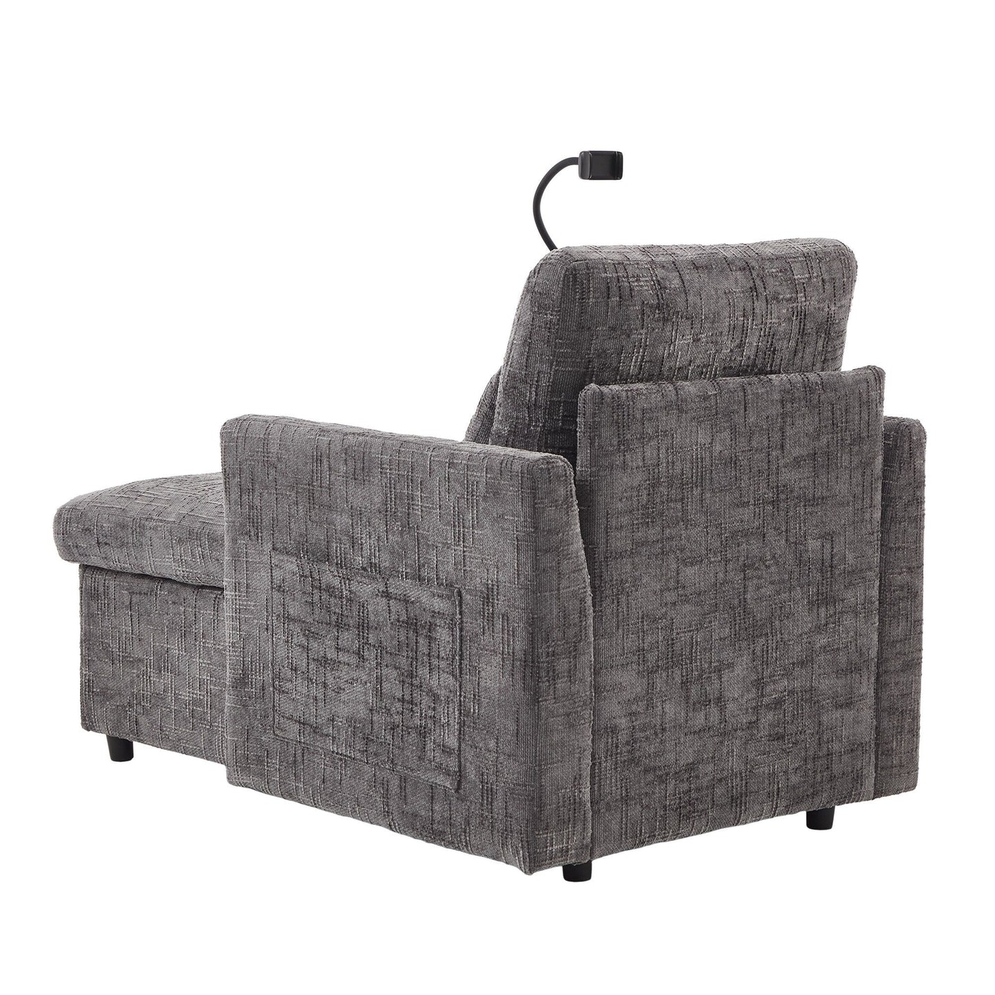 Multifunctional Lazy Person Sofa Recliner Can Be Stored Storage Backrest With Cell Phone Bracket Chenille Single Leisure Chair