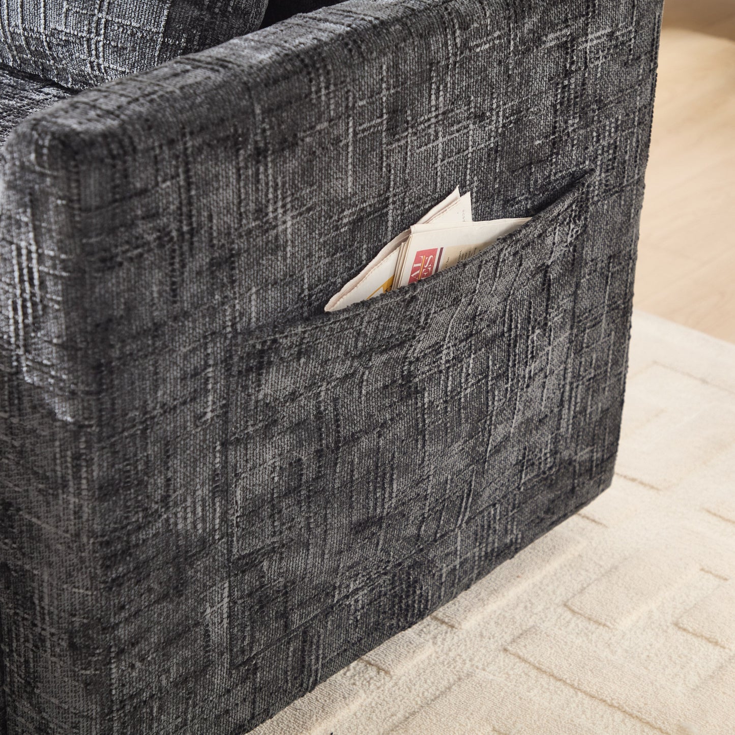 Multifunctional Lazy Person Sofa Recliner Can Be Stored Storage Backrest With Cell Phone Bracket Chenille Single Leisure Chair