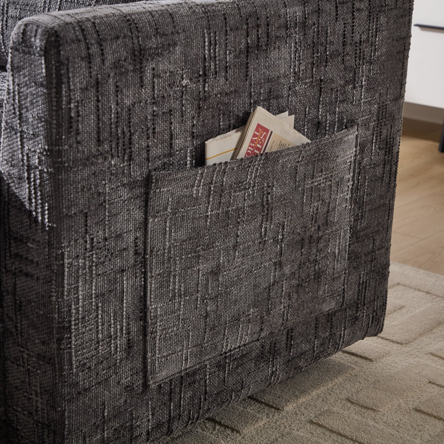 Multifunctional Lazy Person Sofa Recliner Can Be Stored Storage Backrest With Cell Phone Bracket Chenille Single Leisure Chair