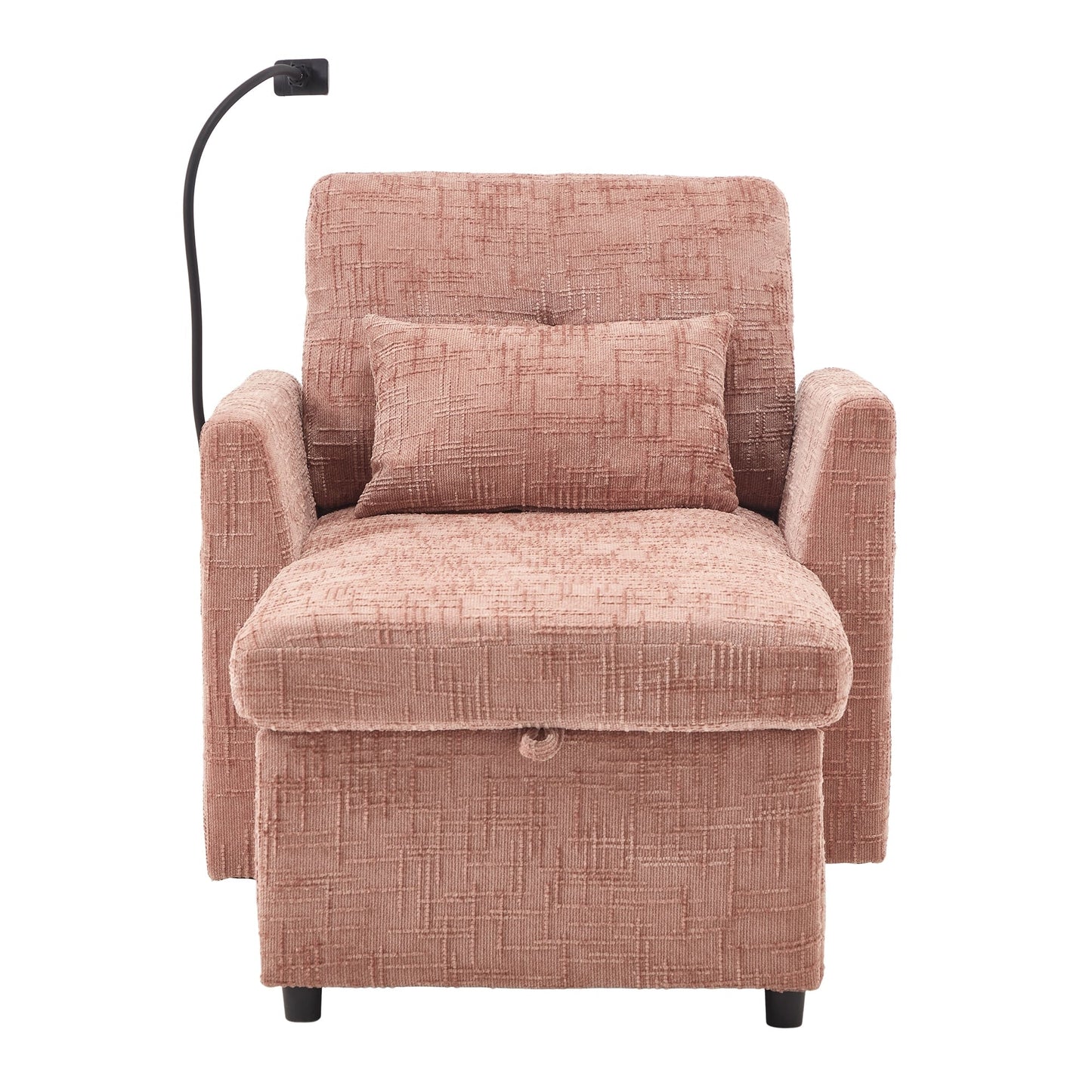 Multifunctional Lazy Person Sofa Recliner,Storage Backrest With Cell Phone Bracket Chenille Single Leisure Chair
