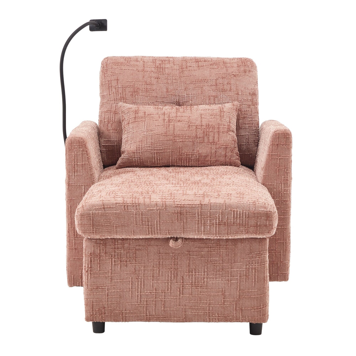 Multifunctional Lazy Person Sofa Recliner,Storage Backrest With Cell Phone Bracket Chenille Single Leisure Chair