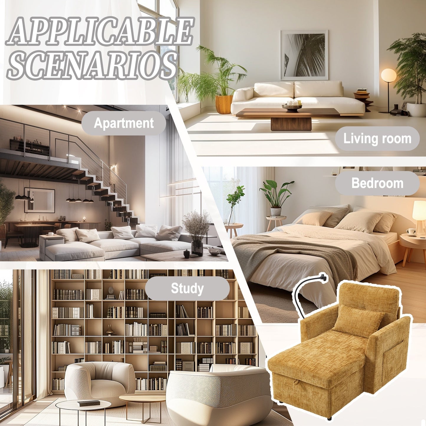 Multifunctional Lazy Person Sofa Recliner,Storage Backrest With Cell Phone Bracket Chenille Single Leisure Chair