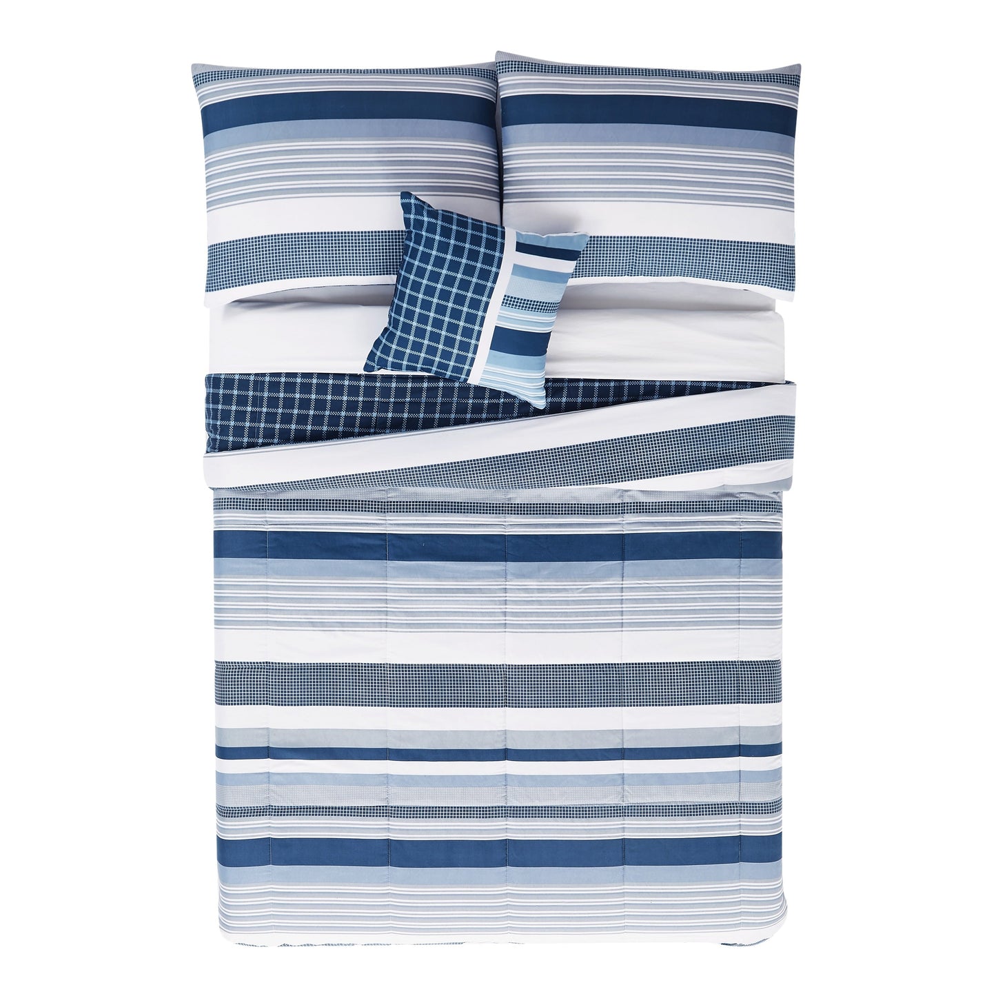 My World Mason Stripe Bettdecken-Set mit zusätzlichem dekorativem Kissen