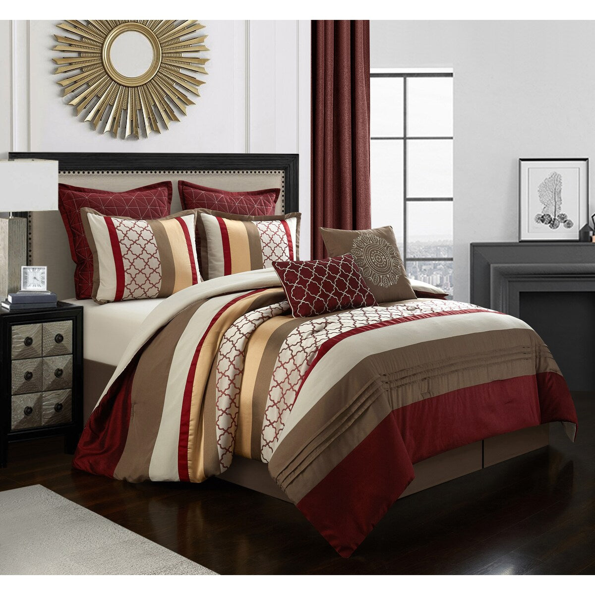 Nanshing Avalon Trellis 8-teiliges Bettdeckenset mit marokkanischem Druck