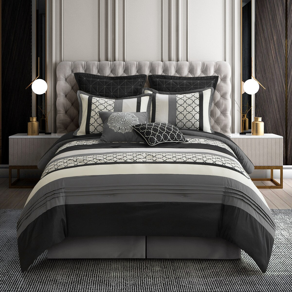 Nanshing Avalon Trellis 8-teiliges Bettdeckenset mit marokkanischem Druck
