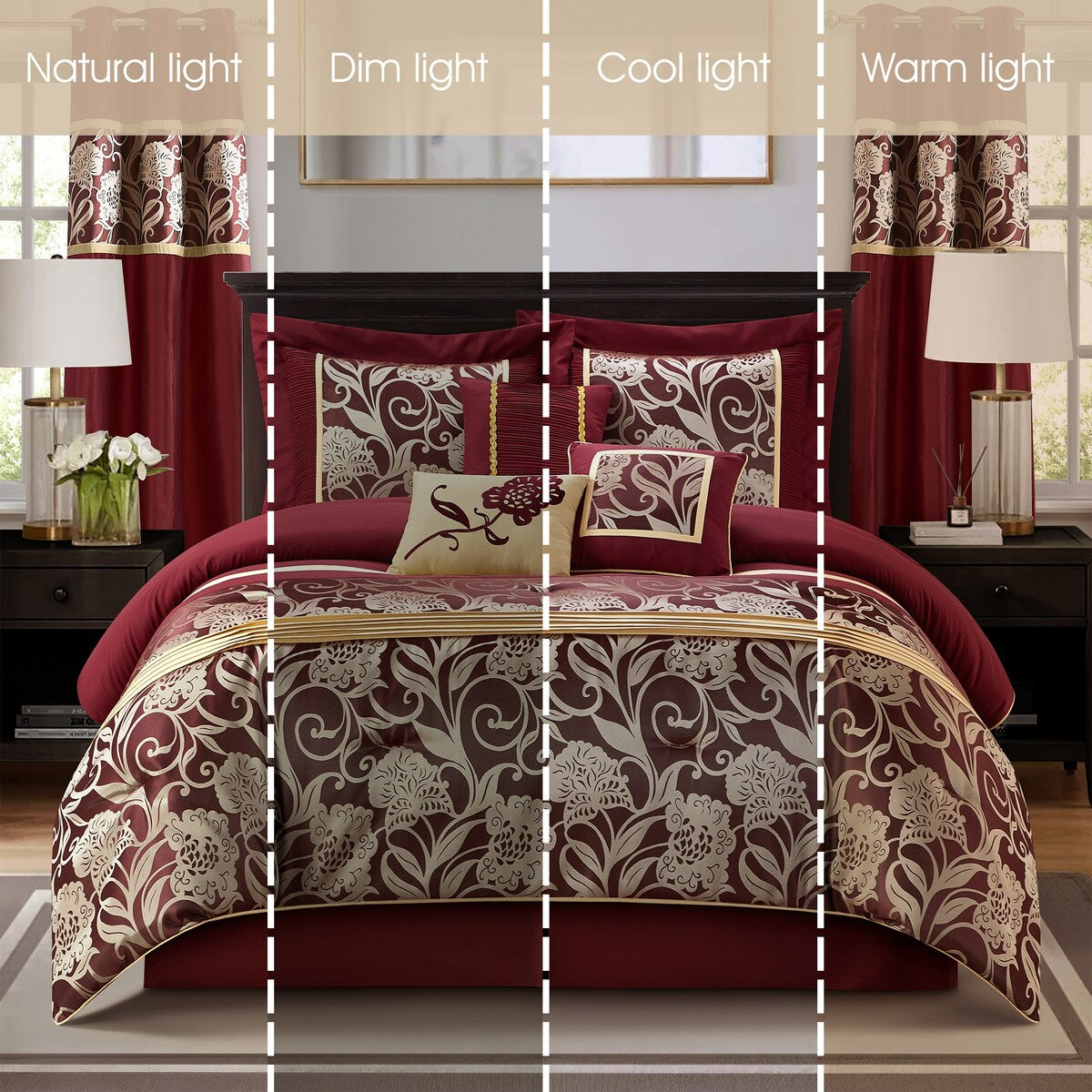 Nanshing Brie 9-teiliges Jacquard-Bettdeckenset mit Blumenmuster