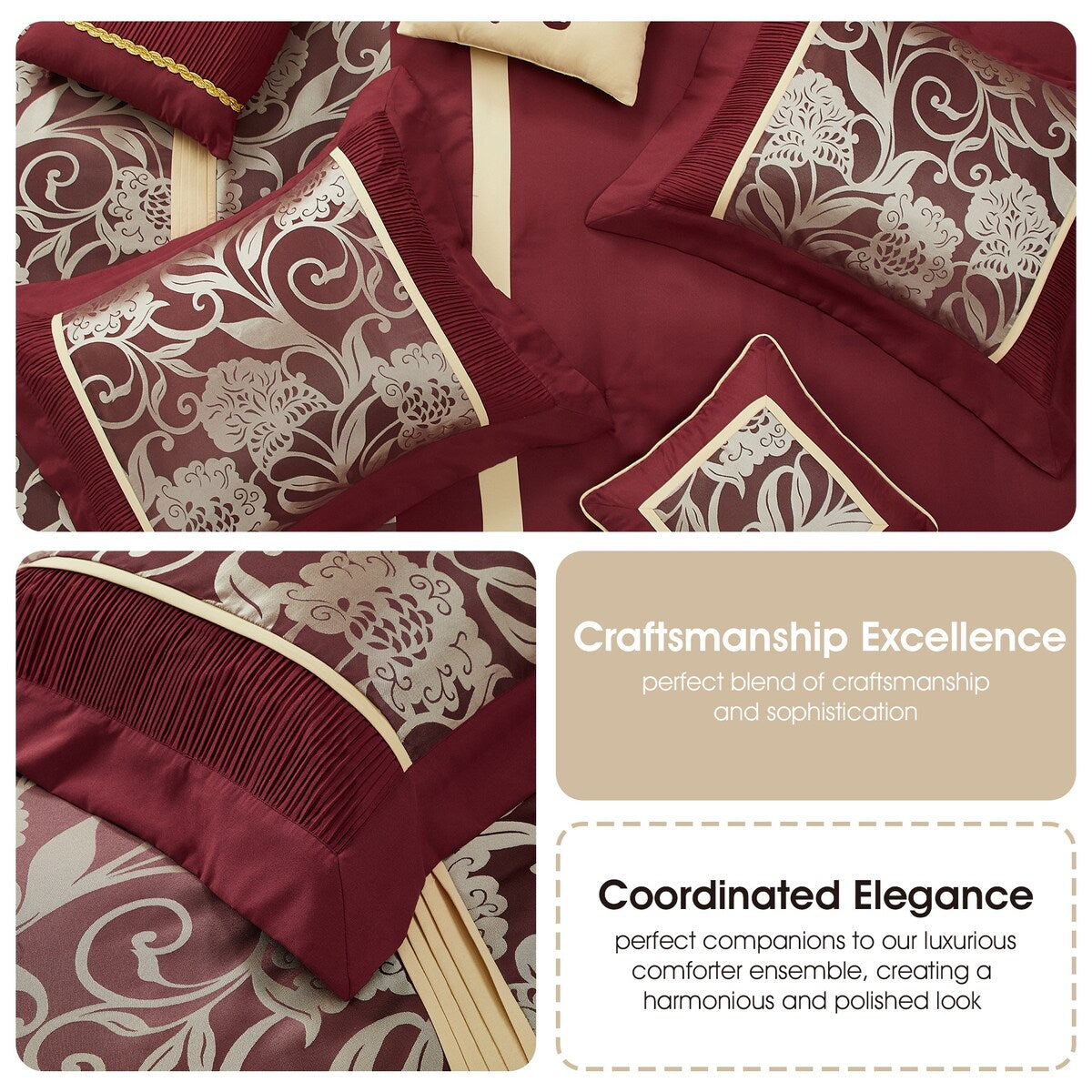 Nanshing Brie 9-teiliges Jacquard-Bettdeckenset mit Blumenmuster