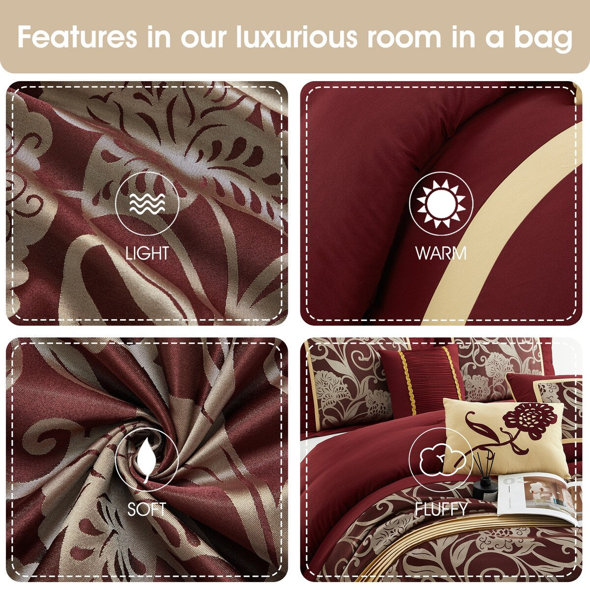 Nanshing Brie 9-teiliges Jacquard-Bettdeckenset mit Blumenmuster