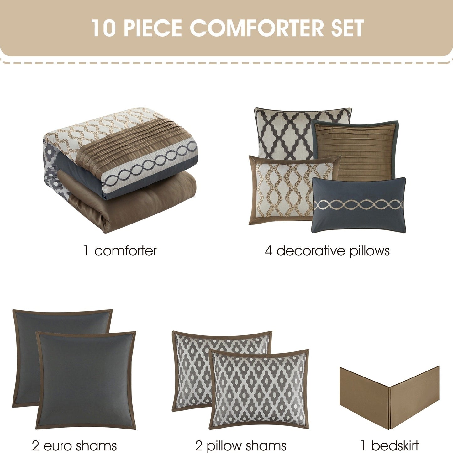 Nanshing Calvin Luxury10-teiliges geometrisches Bettdeckenset