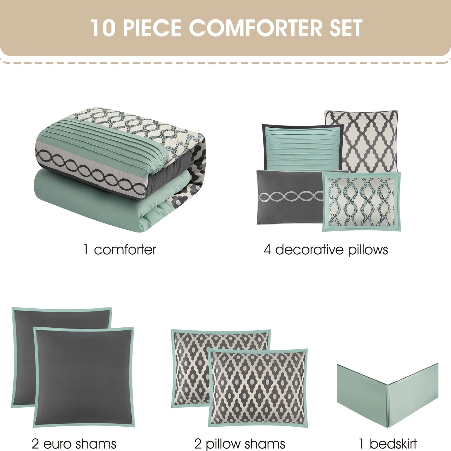 Nanshing Calvin Luxury10-teiliges geometrisches Bettdeckenset