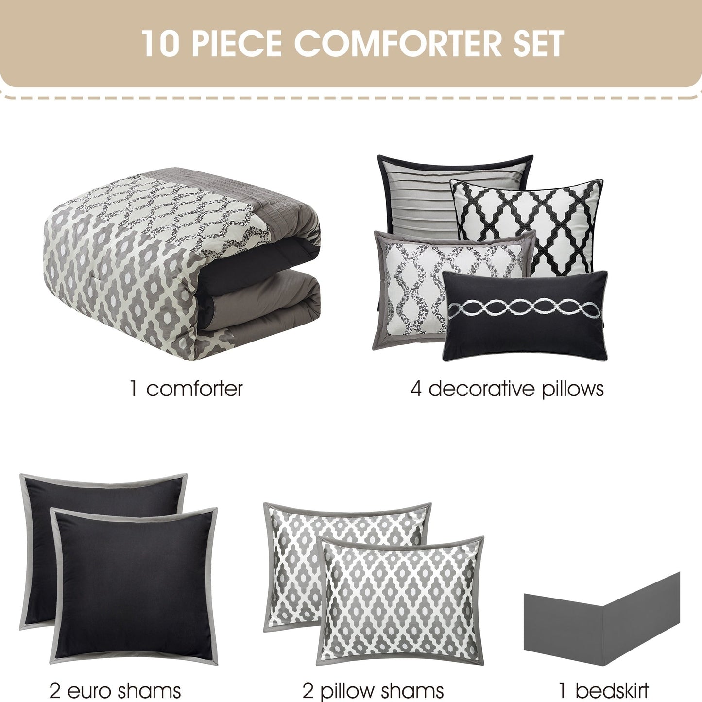Nanshing Calvin Luxury10-teiliges geometrisches Bettdeckenset