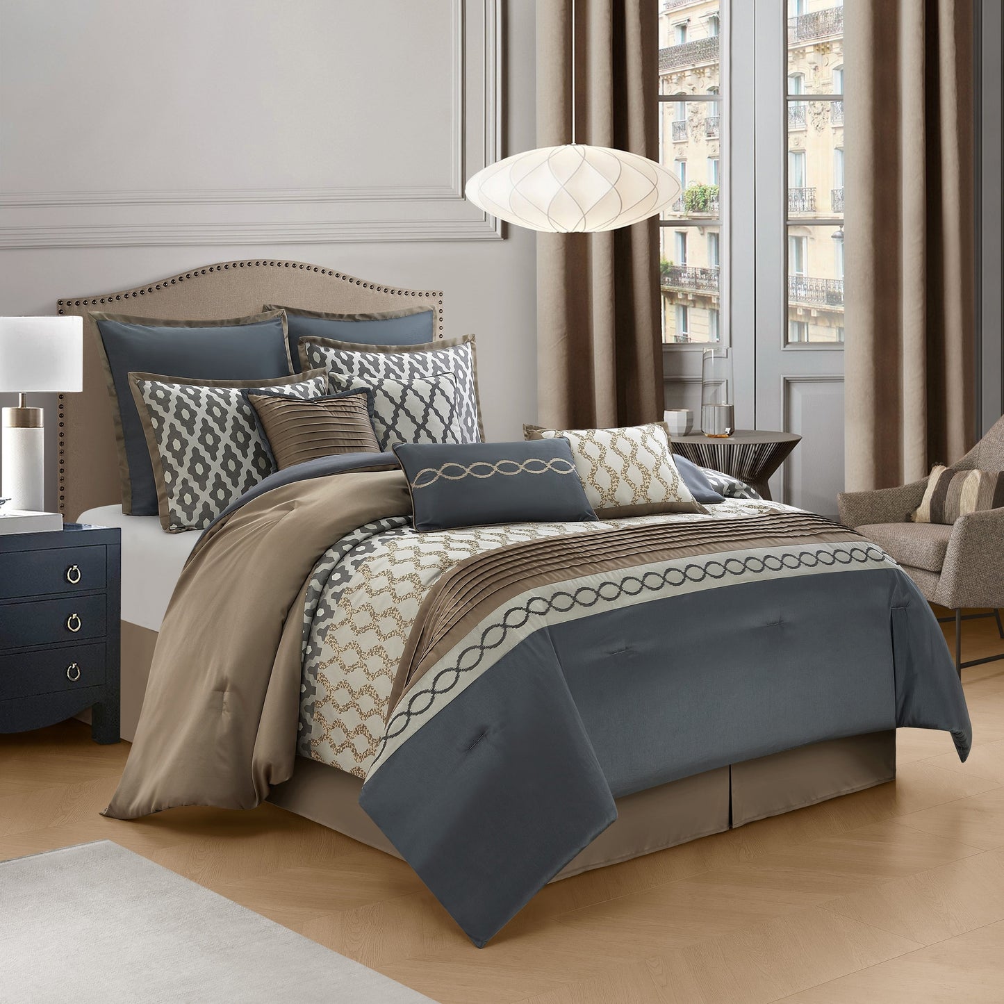 Nanshing Calvin Luxury10-teiliges geometrisches Bettdeckenset