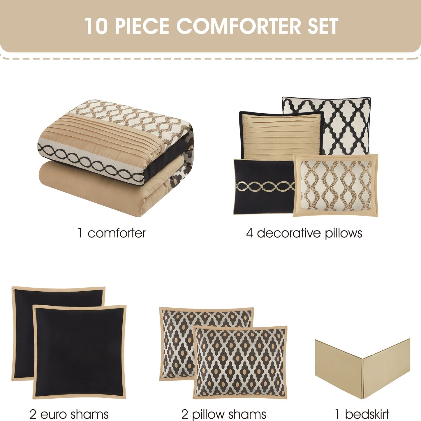 Nanshing Calvin Luxury10-teiliges geometrisches Bettdeckenset