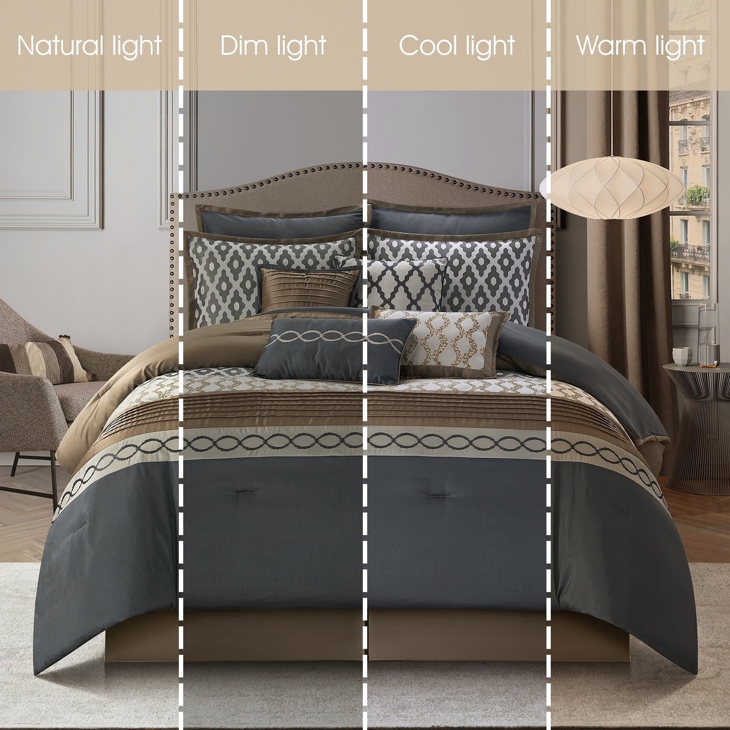 Nanshing Calvin Luxury10-teiliges geometrisches Bettdeckenset