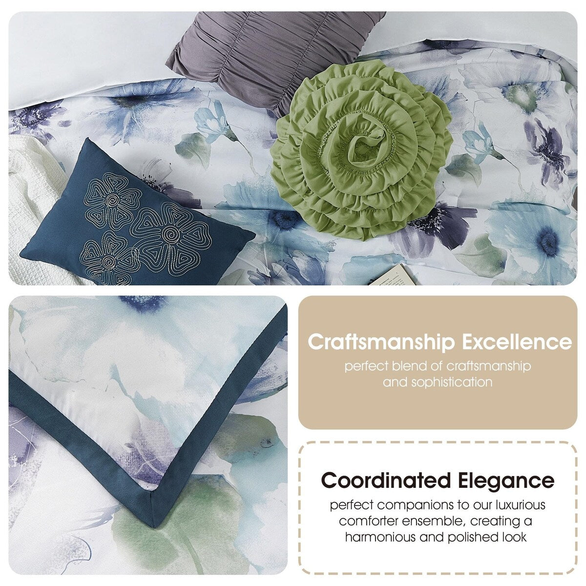 Nanshing Leela 7-teiliges Bettdeckenset mit Blumenmuster